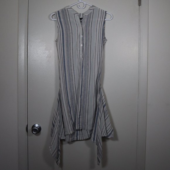 ANTRHO DREW Morgan Tie Front Striped Linen Dress S - Picture 5 of 6